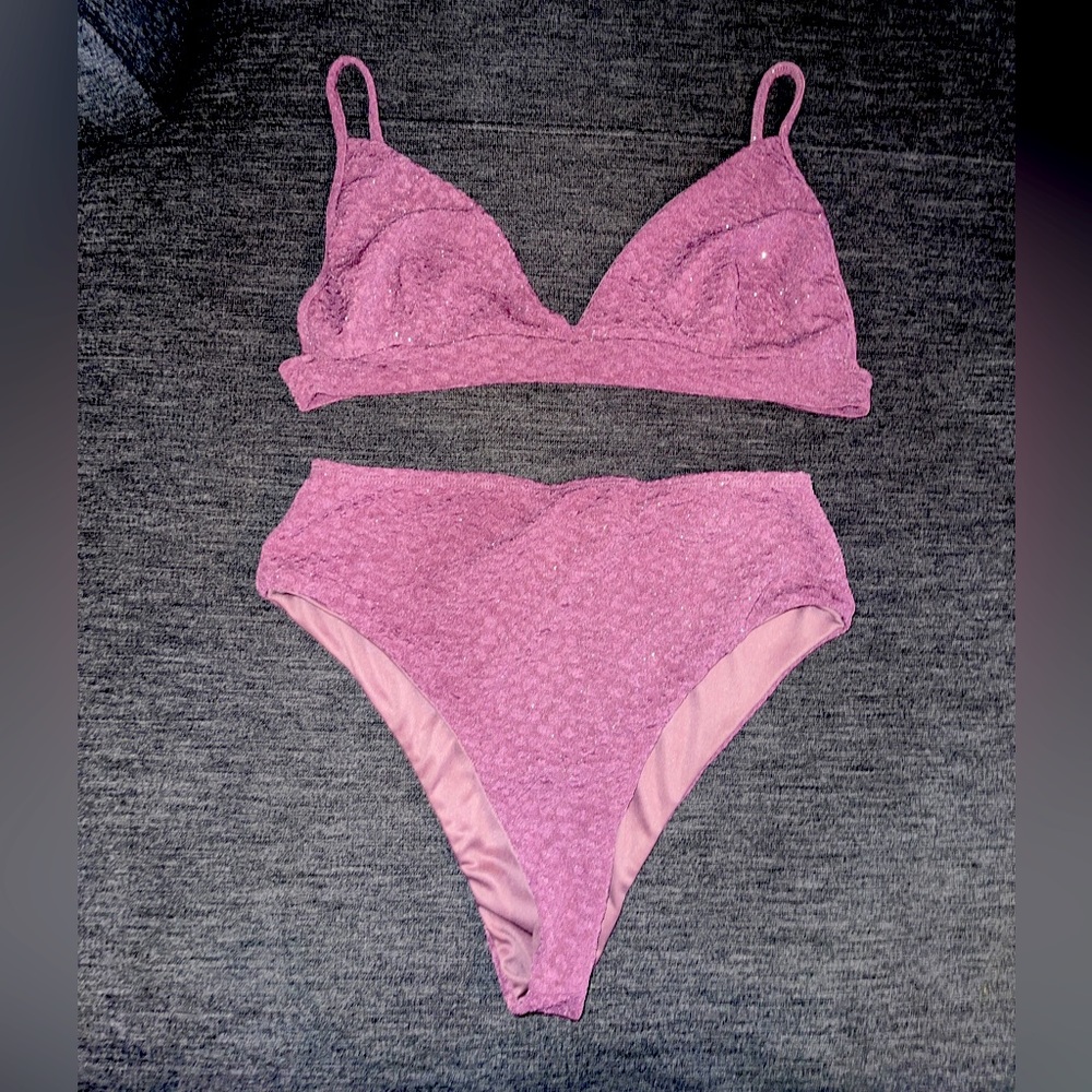 Windsor mauve glitter high waisted two piece swimsuit